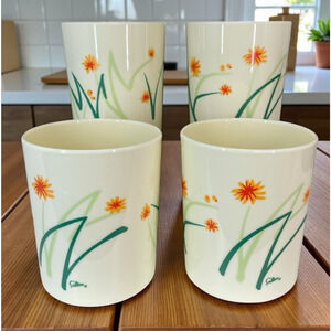 NEW Set of 4 VTG Saltera Melamine Floral Pattern Cups Plastic Taiwan MCM Boho